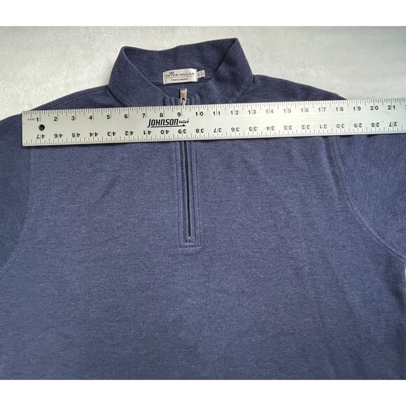 Peter Millar Crown Mens Comfort Interlock 1/4 Zip Pullover Sweater Large Blue - Picture 6 of 8